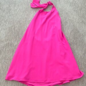 Elegant Pink Halter Mini Dress